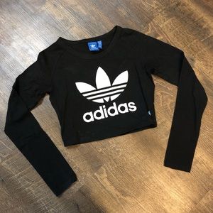 Black long sleeve Adidas crop top size small